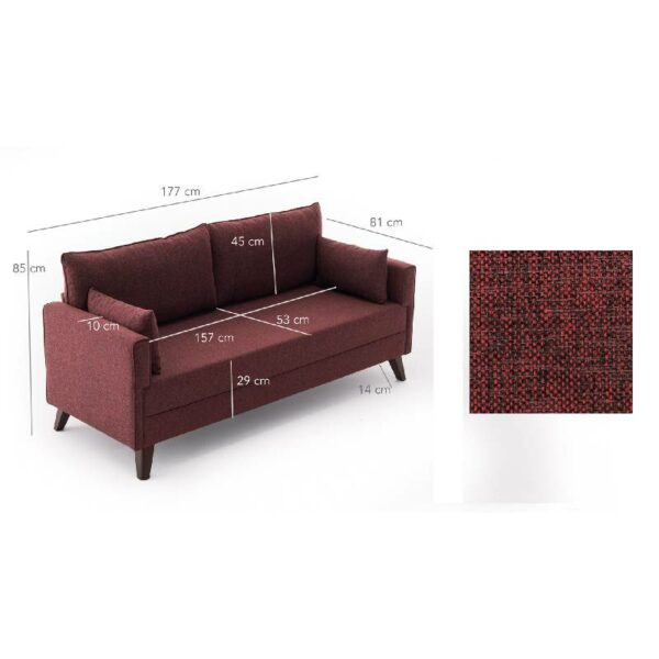 Bella Sofa For 2 Pr - Claret Red-5