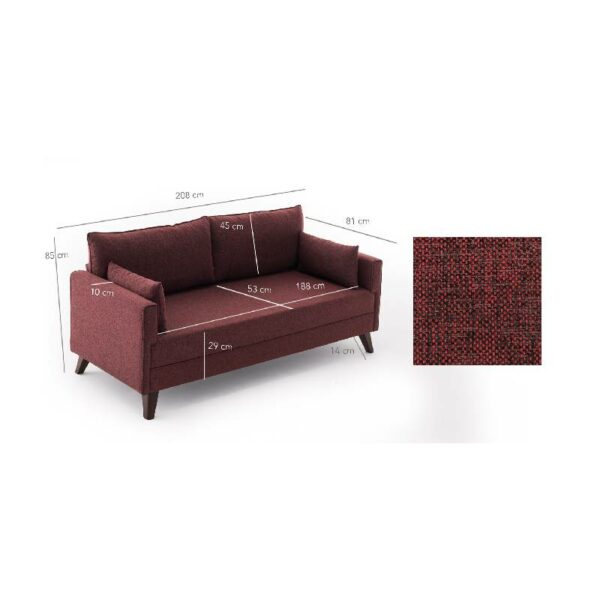 Bella Sofa For 3 Pr - Claret Red-1