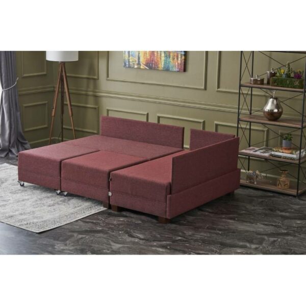 Fly Corner Sofa Bed Right - Claret Red-4