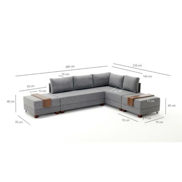 Fly Corner Sofa Bed Right- Grey-2