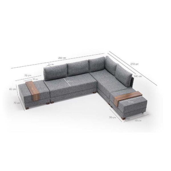 Fly Corner Sofa Bed Right- Grey-5