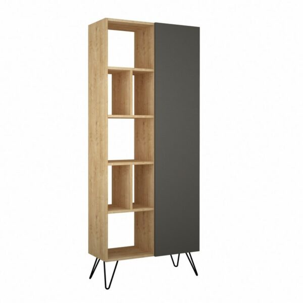 Jedda Bookcase - Oak, Anthracite-3