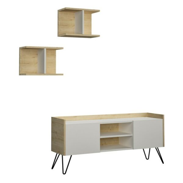 Klappe Tv Stand - White, Oak-3