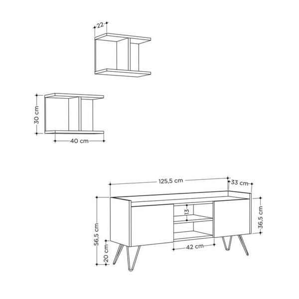 Klappe Tv Stand - White, Oak-4