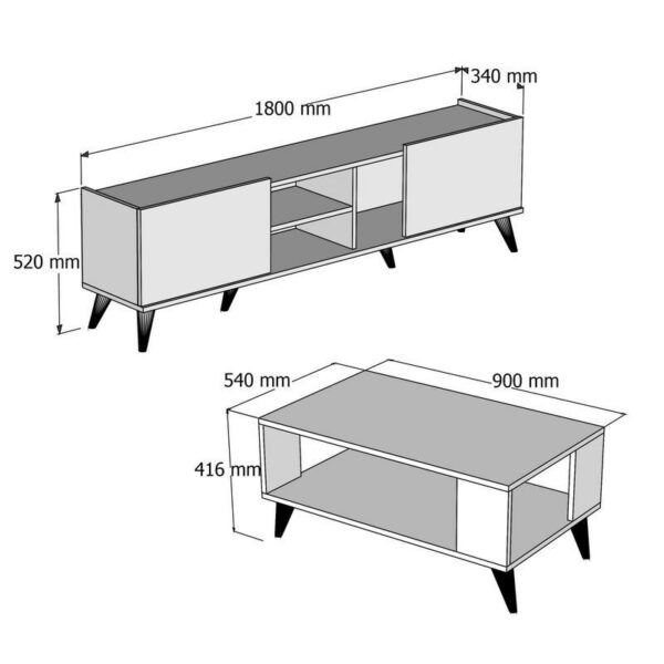 Комплект мебели за хол 1330 - 2024 - Орех, черен 4