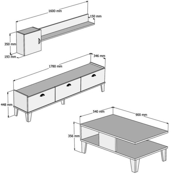 Комплект мебели за хол Sumer G5030 - Дъб мрамор 3
