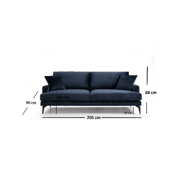 Papira 3 Seater - Navy Blue-3