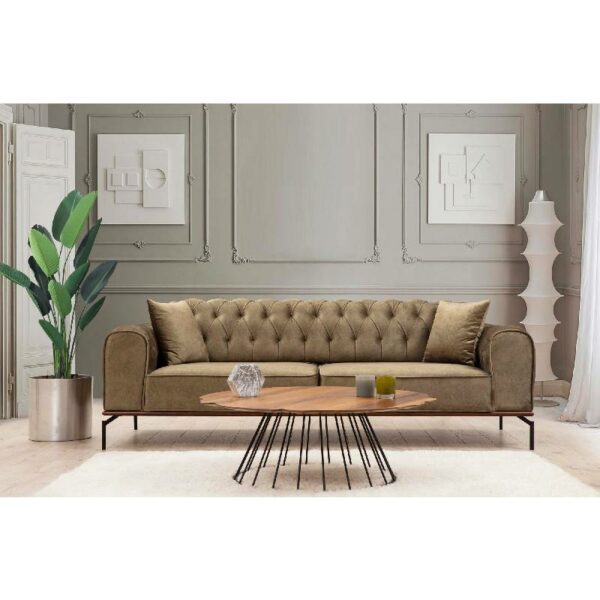 Siesta With Capitone 3 Seater - Brownish Green-1