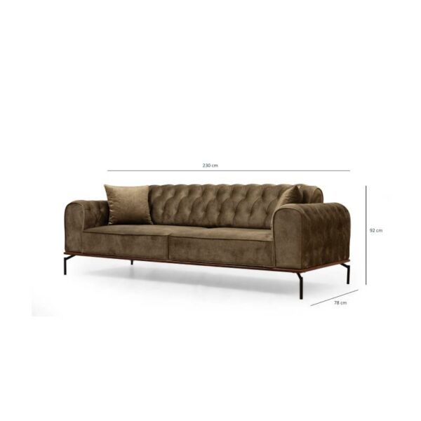 Siesta With Capitone 3 Seater - Brownish Green-5