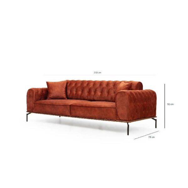 Siesta With Capitone 3 Seater - Orange-5