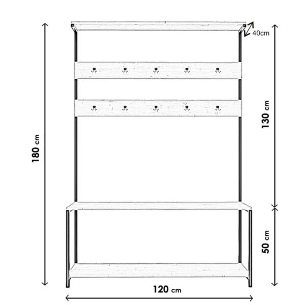 Стойка за зала Portmanto Ava L1303 - Дъб 4