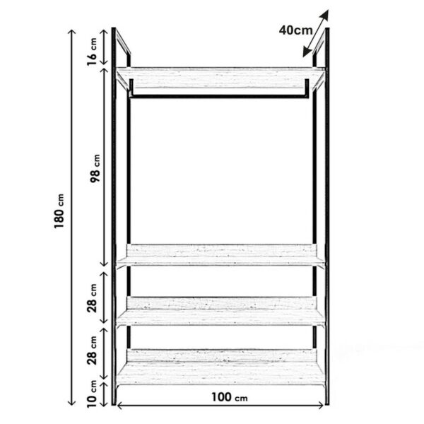 Trend Gardırop Sade Alt Raflı L610-5